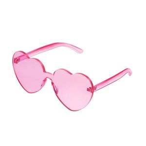 Transparent Pink Heart Shaped Sunglasses
